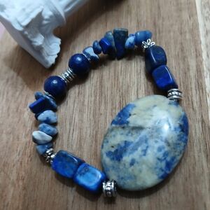 Artisan Blue and Silver Gemstone Bracelet